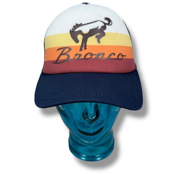 Ford Bronco Trucker Snapback Hat Retro Heavy Canvas BB Cap Sand Adult Horse New - Picture 1 of 10